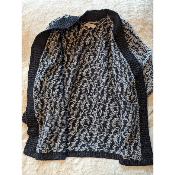 Ann Taylor Loft Gray Marbled Chunky Knit Open Front Cardigan Sweater Medium - Picture 3 of 10